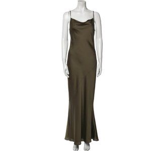 Shona Joy Cowl Neck Satin Gown in Pine